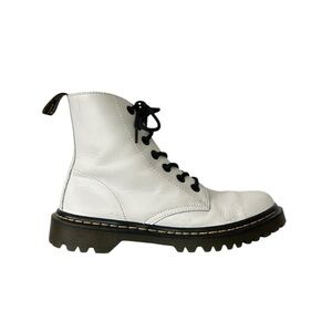 Dr. Martens Luana White Leather Combat Boots Whimsigoth Punk Grunge Rock Size 8